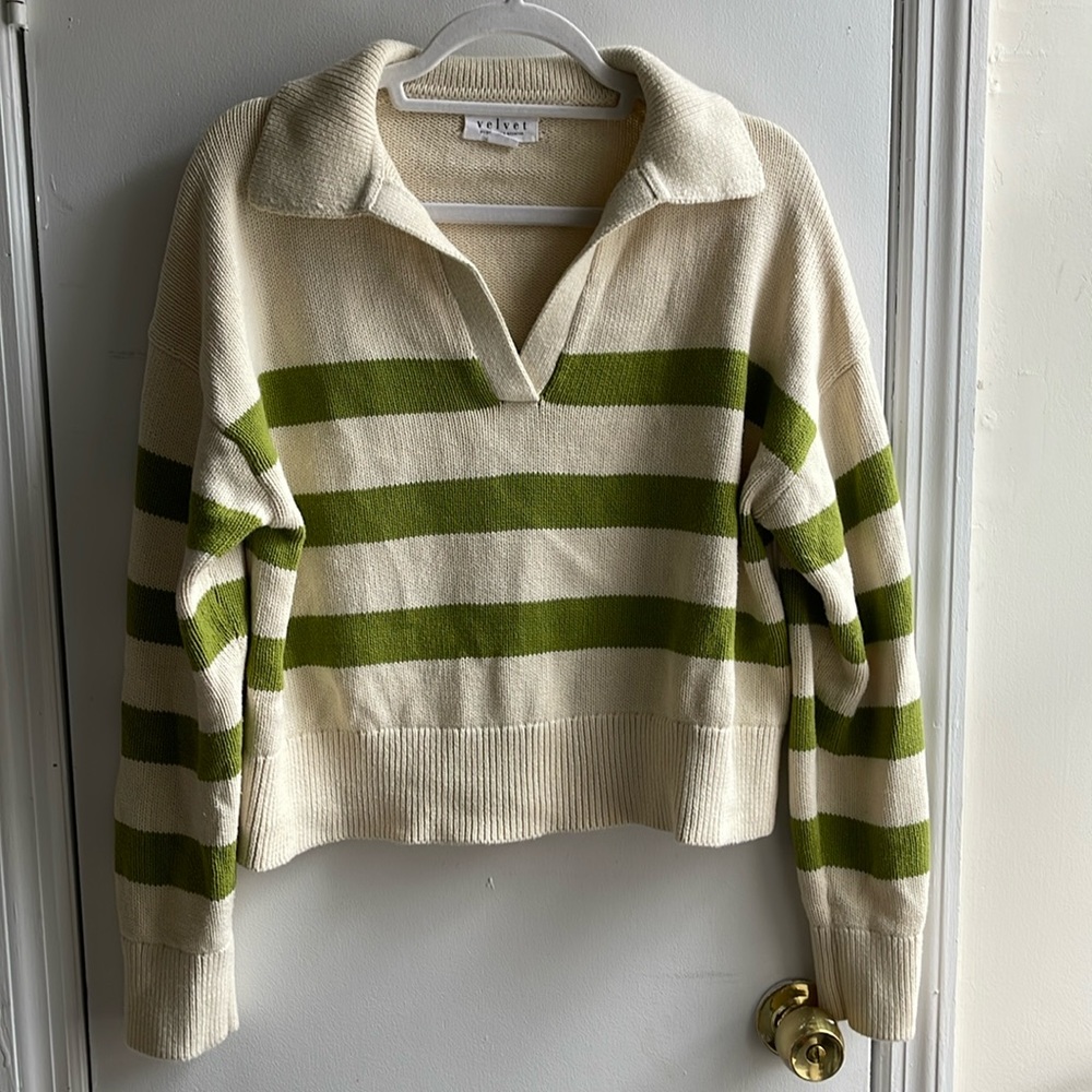 Velvet by Graham & Spencer cropped polo sweater